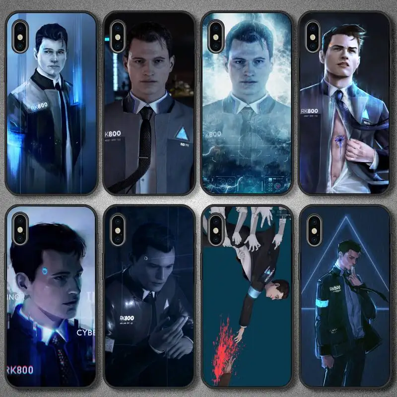 

Detroit Become Human RK800 Connor Phone Case For Black Soft Phone Case 5 5s se 6 6s 7 8 11 12 X Xs Xr Pro Plus Max Mini Cover