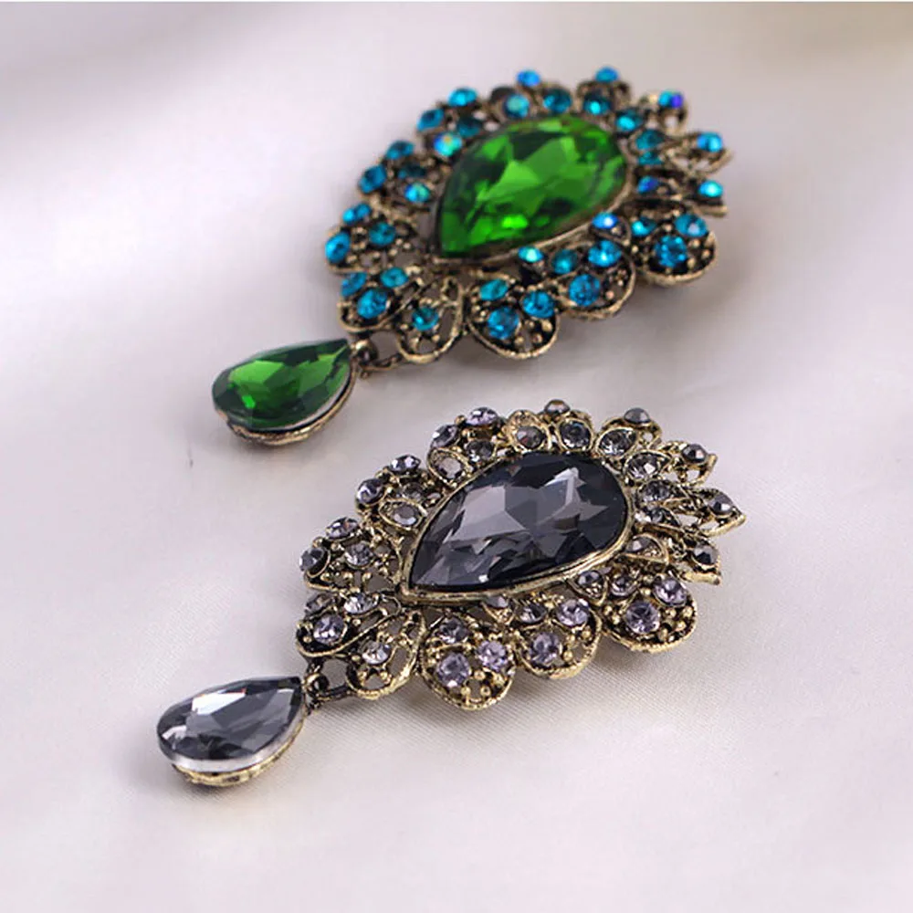 Большая брошь в форме капли воды с искусственным кристаллом брендовая бижутерия