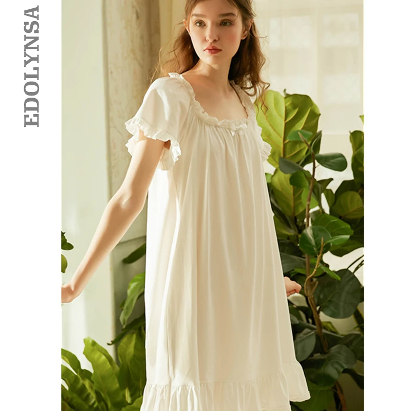 Винтажное ночное белье Женская домашняя одежда с коротким рукавом кружевное