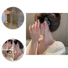 Женские красивые красочные длинные серьги, удобные клипсы с искусственным жемчугом для повседневной носки, 1 шт.