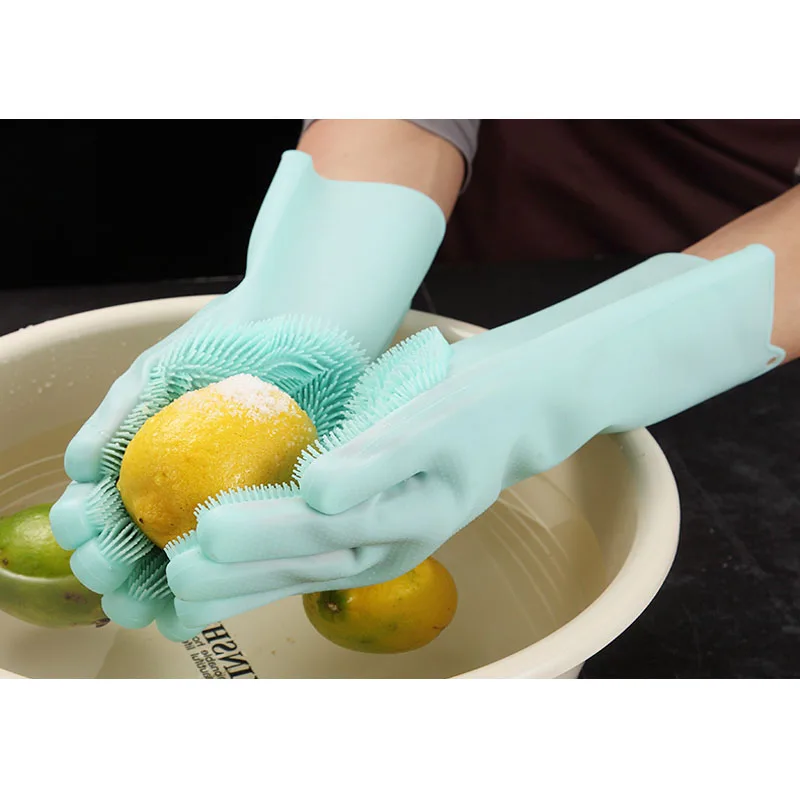 Волшебные многофункциональные силиконовые перчатки для очистки мытья тарелок