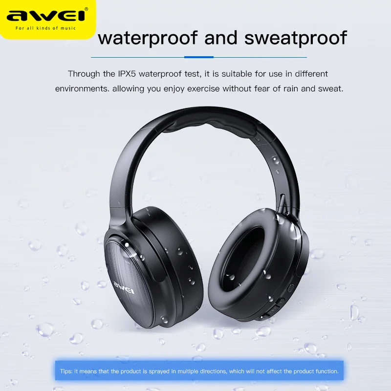 

1aAWEI Bluetooth-compatible V5.0 Gaming Headphone Wired Wireless Stereo Handsfree Headset AAC Noise Cancelling With Mic TF Card