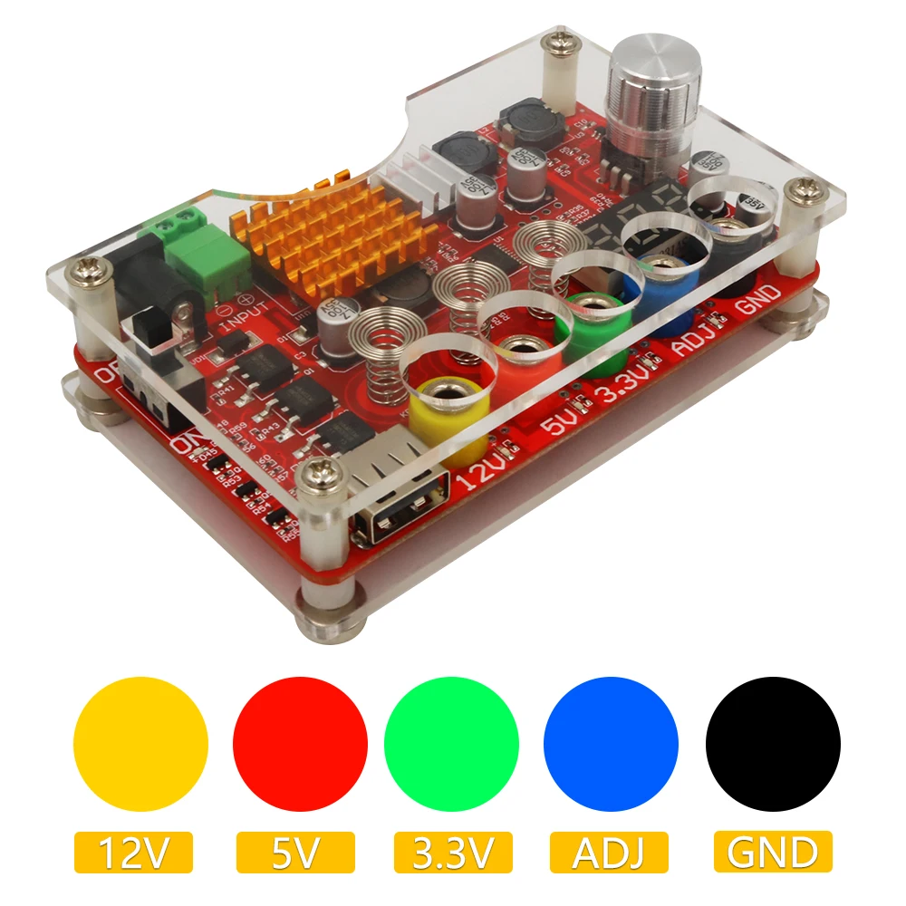 

TISHRIC Newest 13-24V DC Power Input Voltage Regulator Board With Power Switch Voltage Reguiating Knob Distribution Board