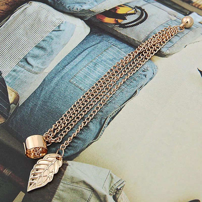 

Women Girl Stylish Punk Rock Leaf Chain Tassel Dangle Ear Cuff Wrap Earring