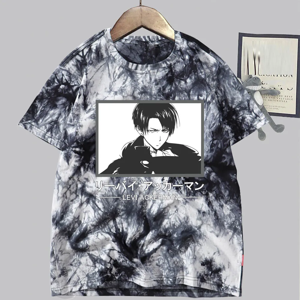 

Shingeki No Kyojin Attack on Titan Ackerman Male T Shirt Top Tie-dye Tees Harajuku Summer Top Clothes
