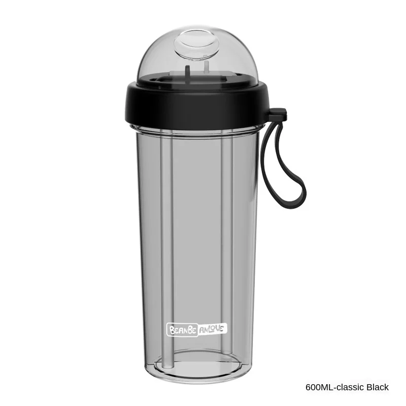 

Double Sippy Drink Cup Creative Lovers Water Bottle Outdoor Sports Tumbler Coffee Mug Double-tube Opening Design