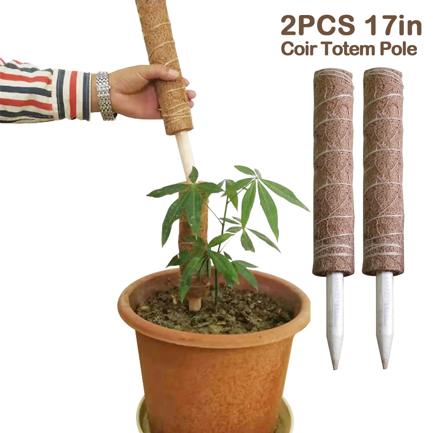 2 шт. 17 дюймов растение из волокна кокосовой мох палка Тотем Кола полюс для