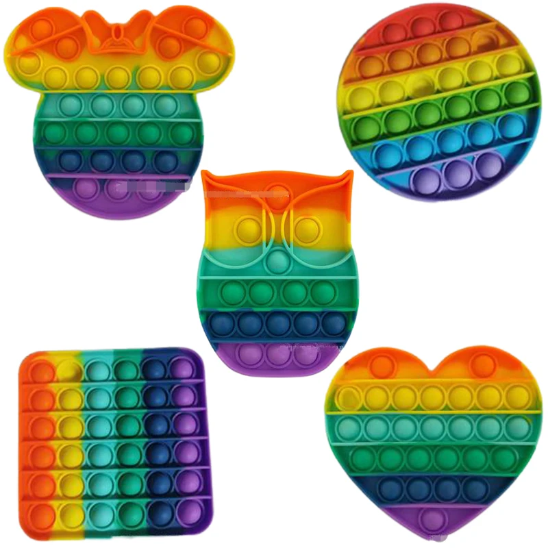 Colorful Push Pops Fidget Bubble Sensory Squishy Stress Reliever Autism Needs Anti-stress Pop-It Rainbow Adult Toys For Children