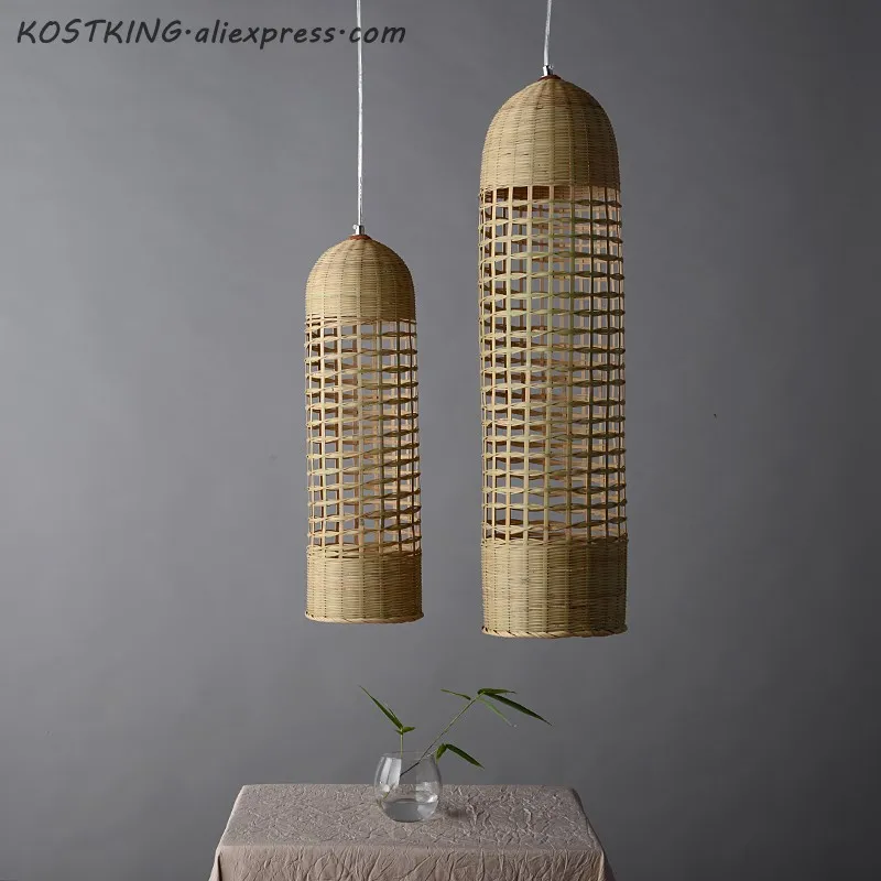 Бамбуковая плетеная корзина из ротанга ручной работы длинный абажур фотолампа