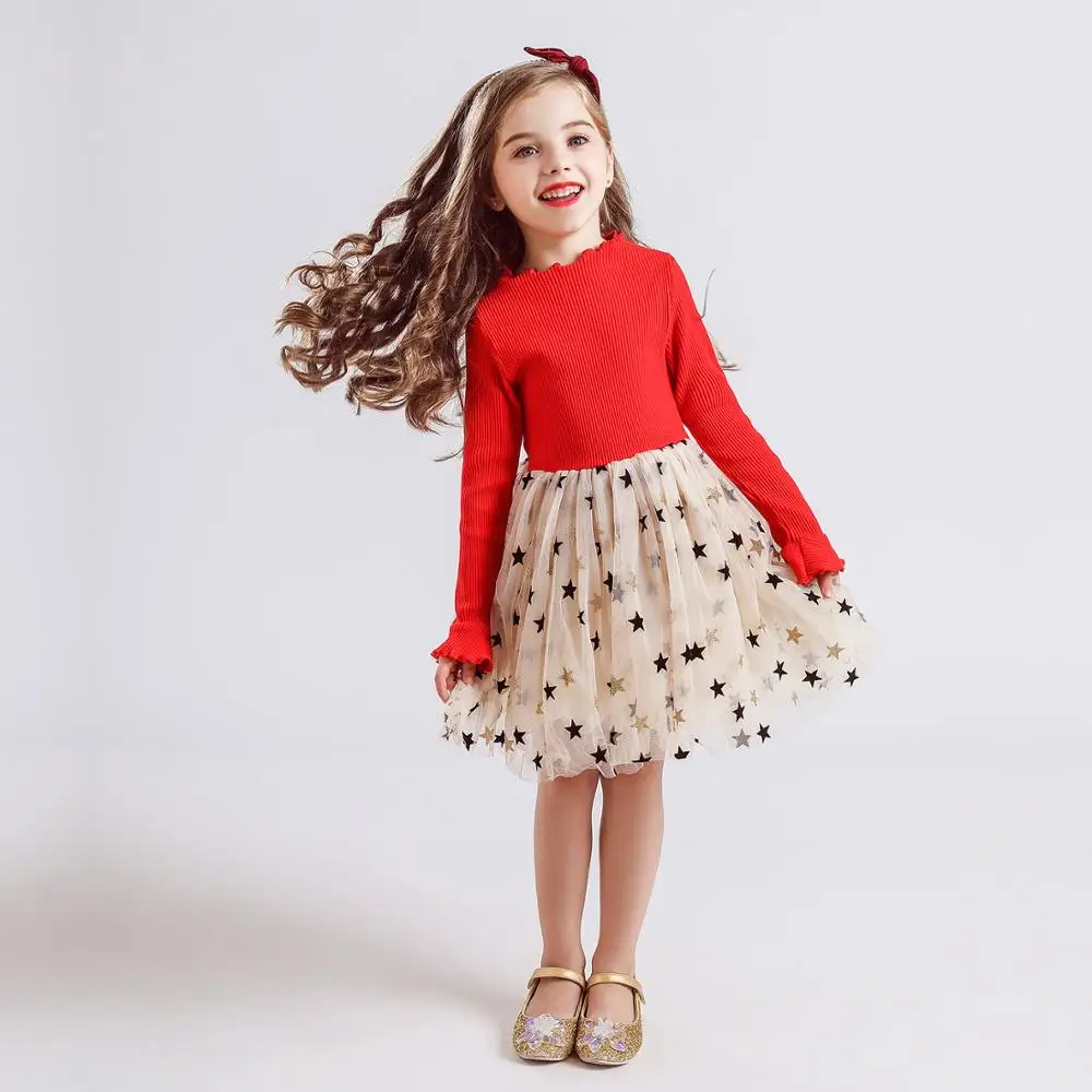 Autumn Winter Girls Dress Fashion Princess Full Sleeves Kids Dresses for Knitted Sweater Christmas Vestidos | Детская одежда и