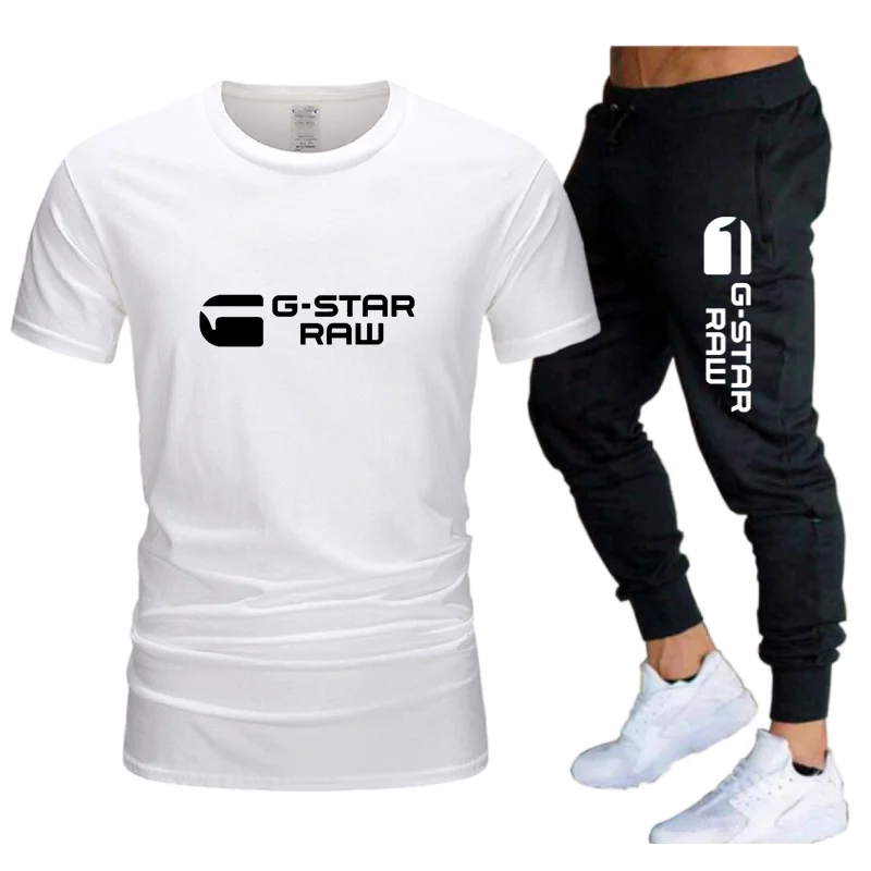 

Мужской комплект из футболки и брюк, повседневная хлопковая Футболка и спортивные штаны, спортивная одежда, лето 2022