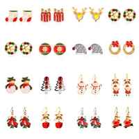 christmas three piece set earrings oil santa bell earrings earrings holiday set earrings women girl jewelry accessories