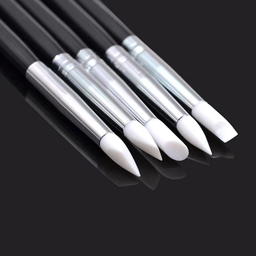 5 штук Мягкие силиконовые щетки конструкции искусства ногтя Скульптура резьба