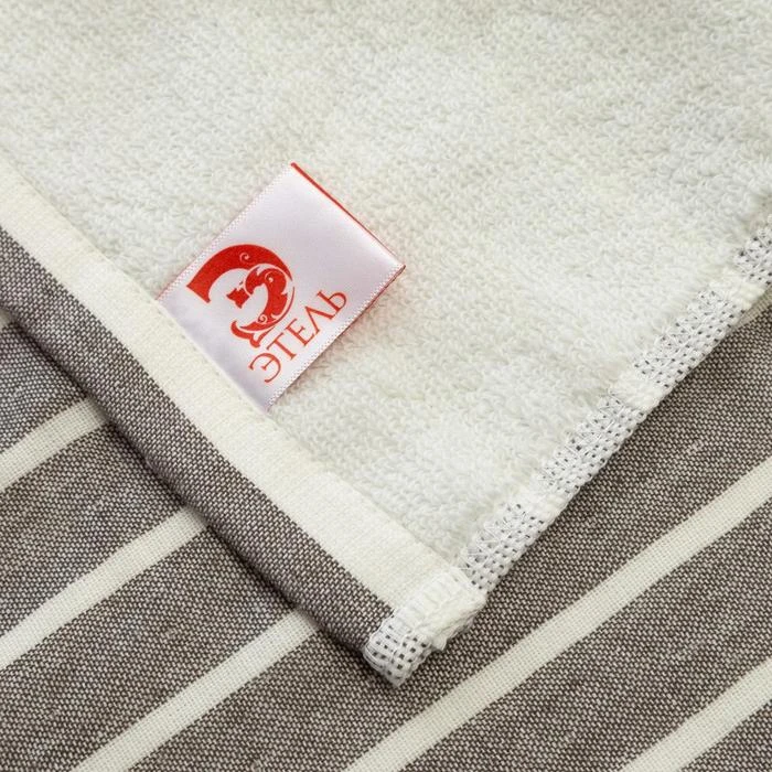 Полотенце двухстороннее &quotЭтель&quot Страйп серый 35*75 см 380 г/м2 100% хлопок 3483805 | Дом