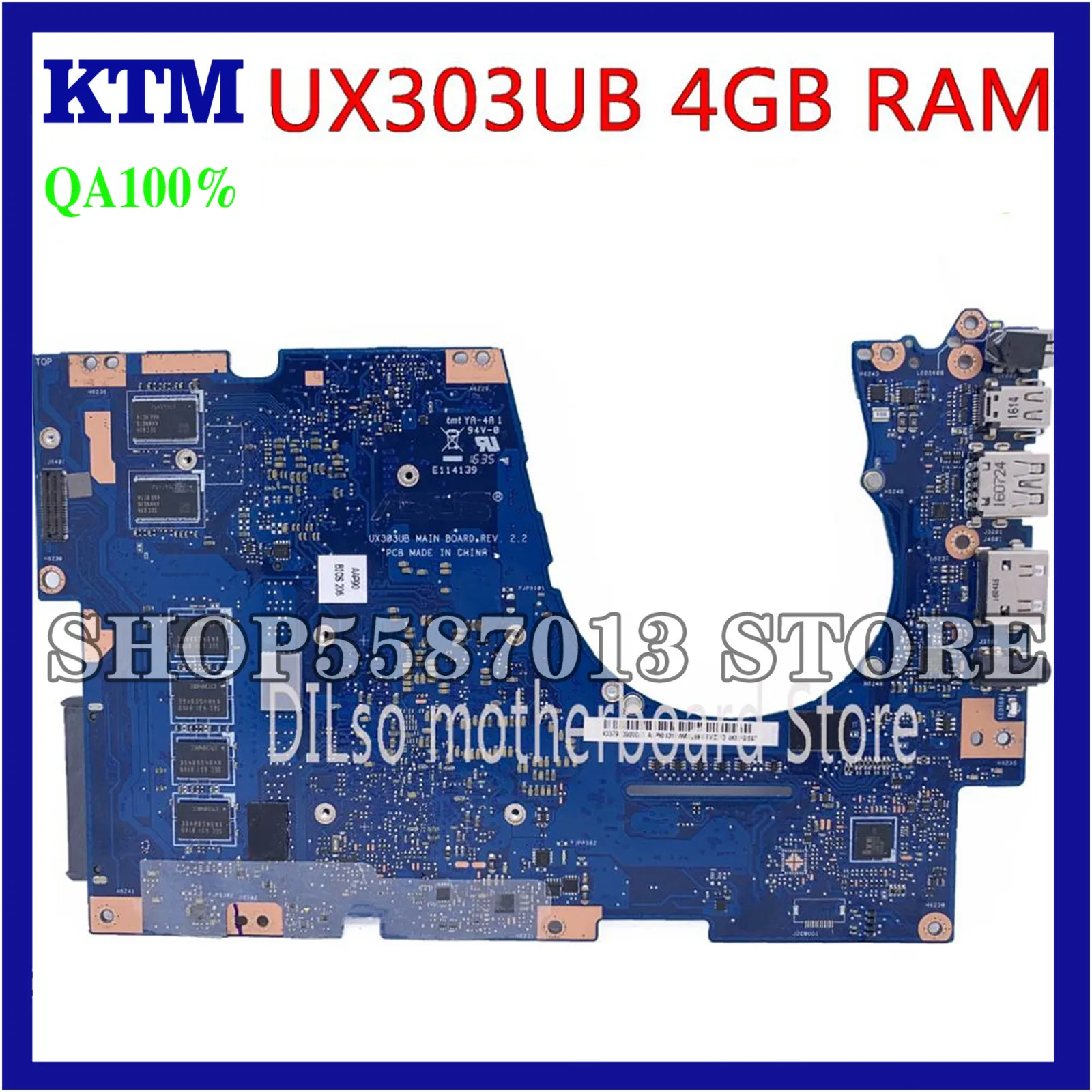 

KEFU UX303UB Motherboard For ASUS UX303U UX303UA UX303UB Laptop Motherboard original I5-6200U 4GB GT940M-2G 100% Test