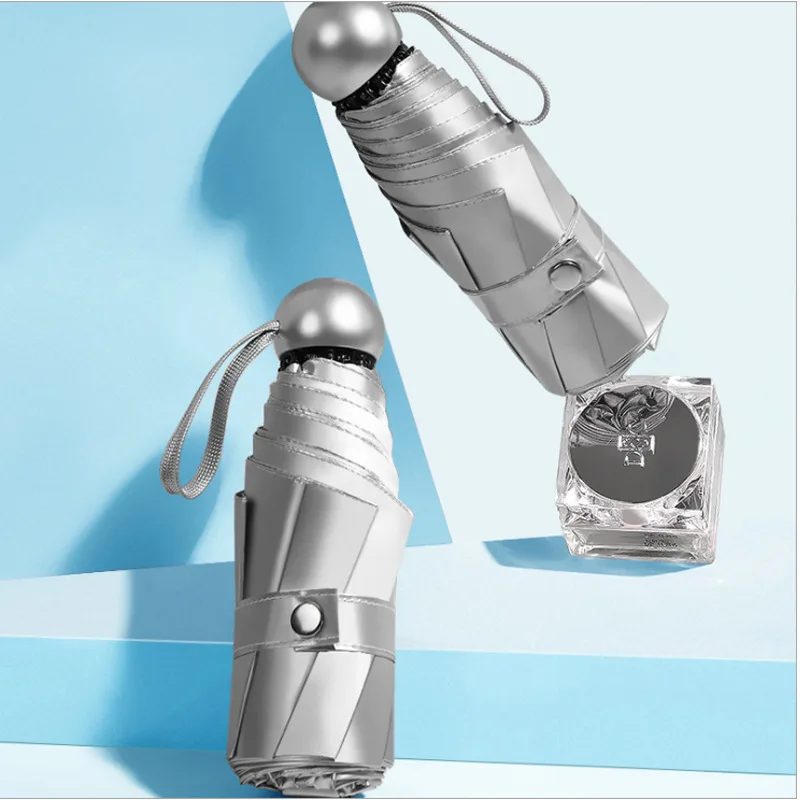 Зонт от солнца и дождя женский титановый Серебряный супер анти УФ мини ЗОНТ 8