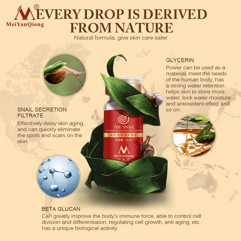Высокое качество snail100 % эссенция жидкость с гиалуроновой кислотой отбеливающий