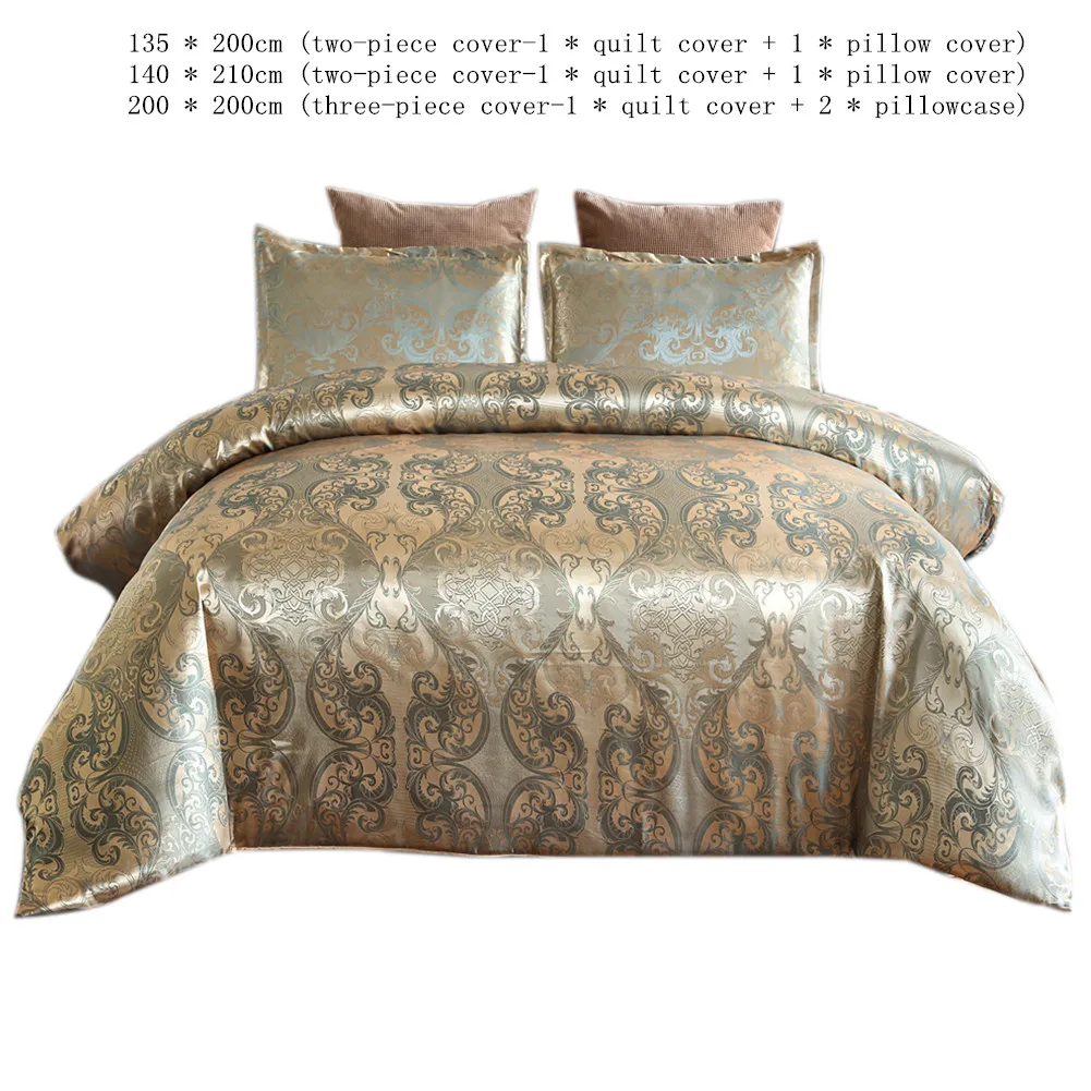 

2019 NEW Jacquard Bedlinen Size Duvet Cover Set Imitation Silk Cotton Bedding Sets Luxury Gold Luxury Embroidery Bed