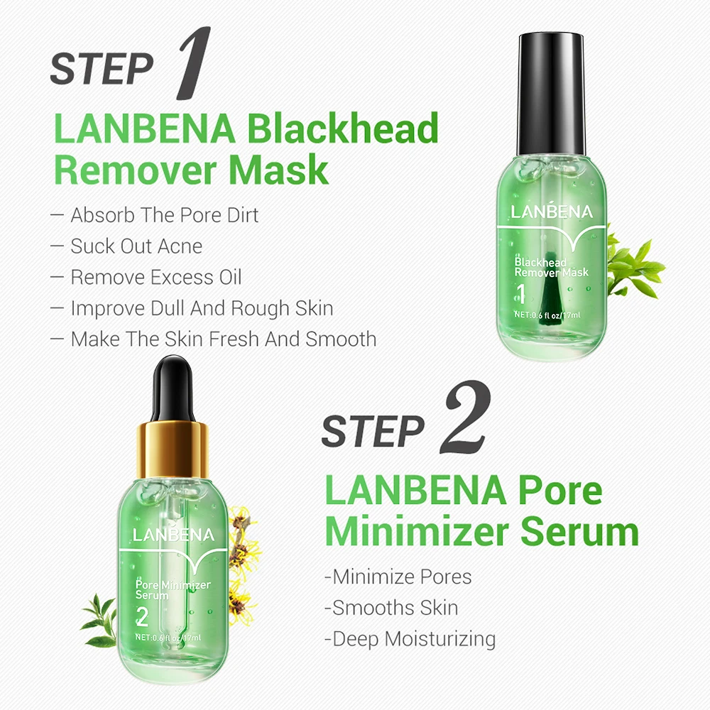 

LANBENA Blackhead Remover Face Serum Shrinking Pore Purifying Acne Treatment Essence Smooth Firming Skin Care 100 pcs paper Set