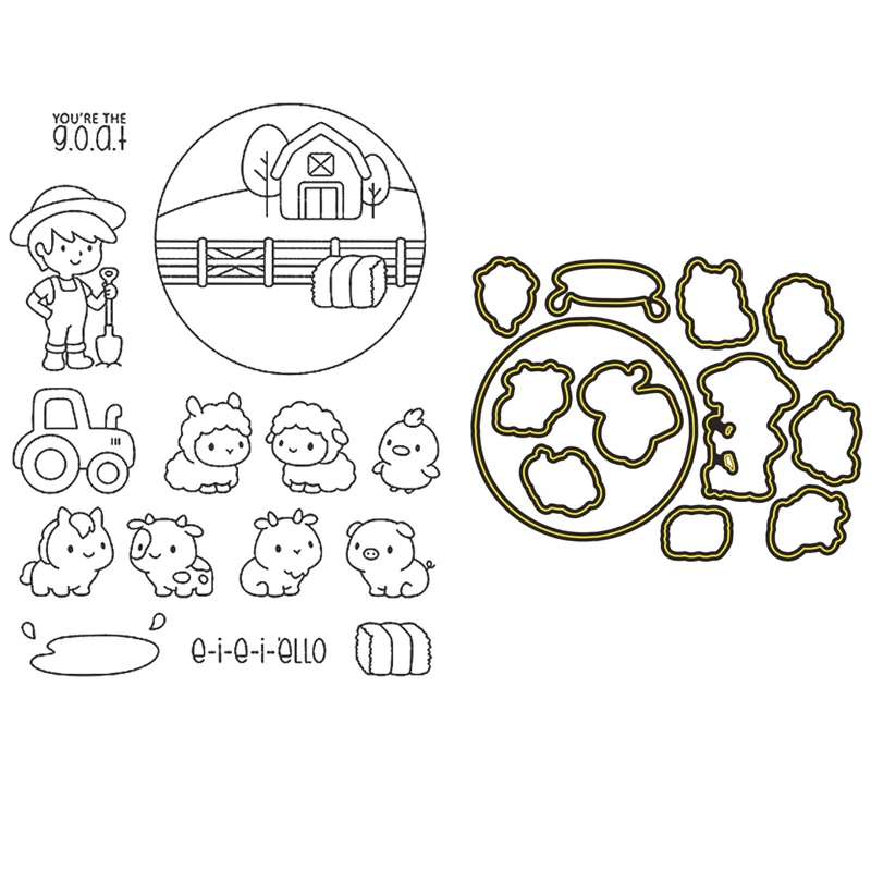 Все круглые забавные прозрачные штампы для фермы и координационные мальчиков