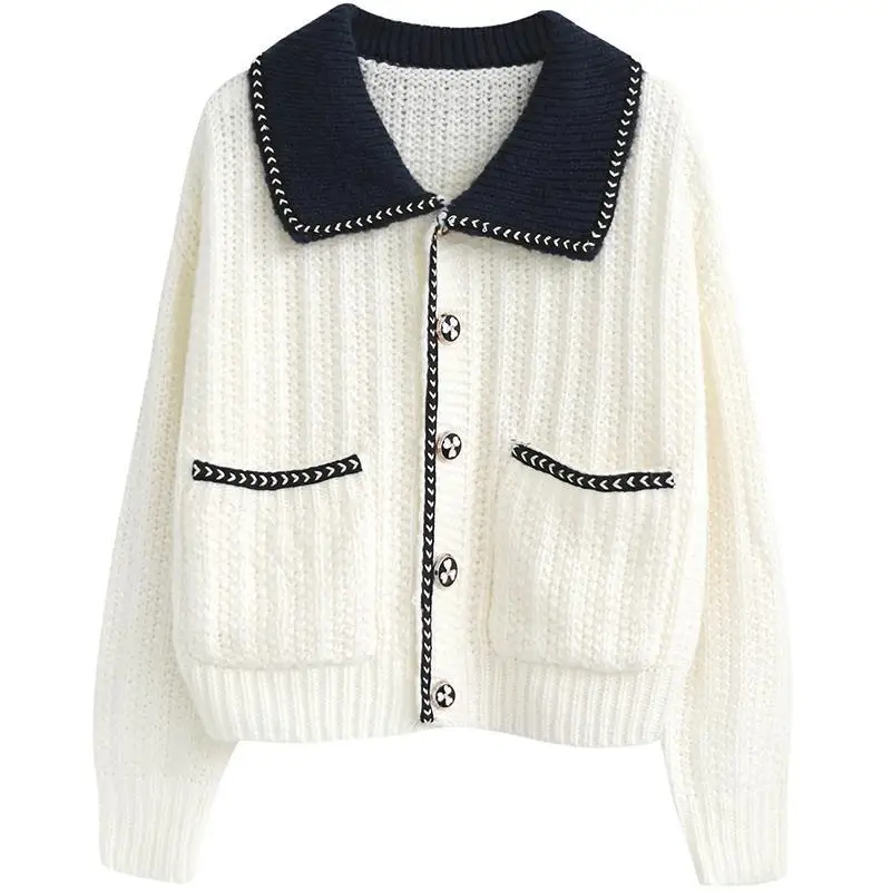 

New xiaoxiangfeng knitted cardigan 2021 autumn women's short loose and lazy sweater coat for spring and Autumn