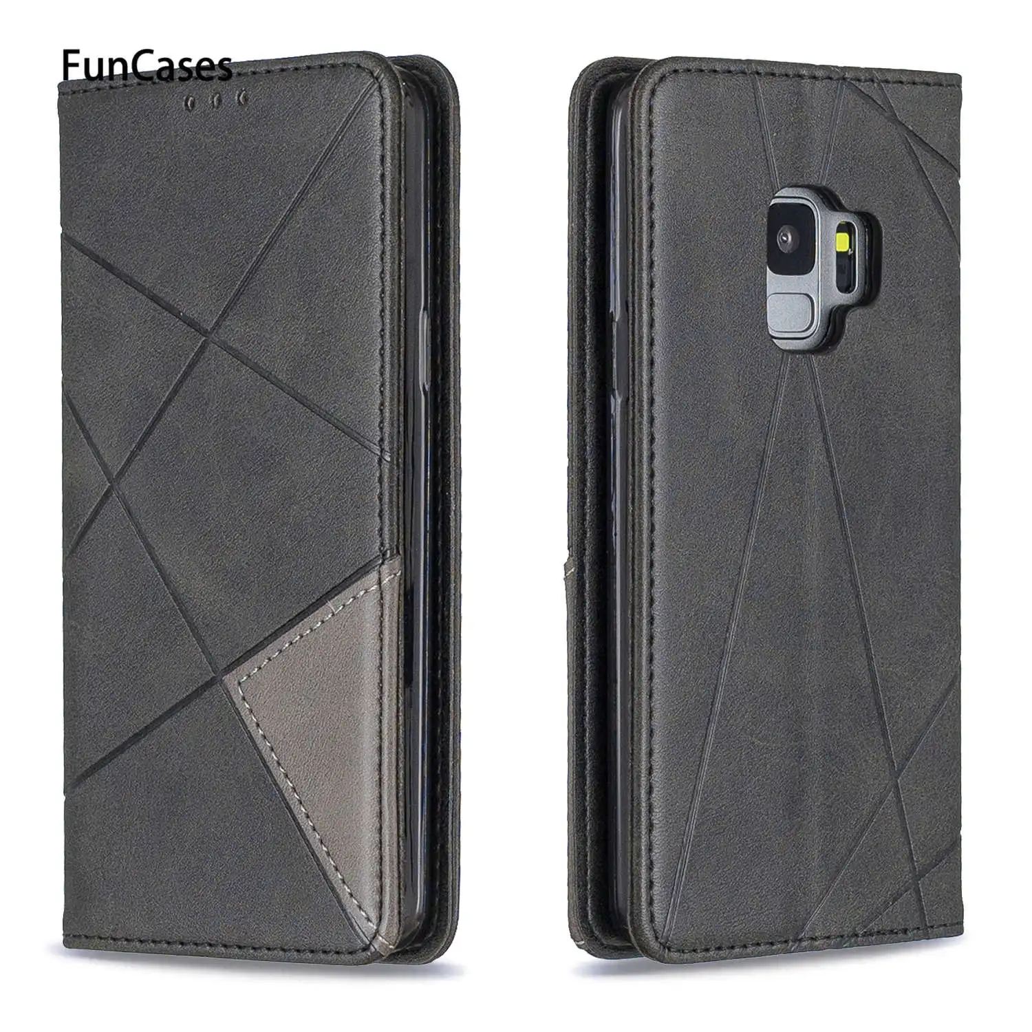 Простая из искусственной кожи защитный флип-чехол для телефона estojo samsung S9 со