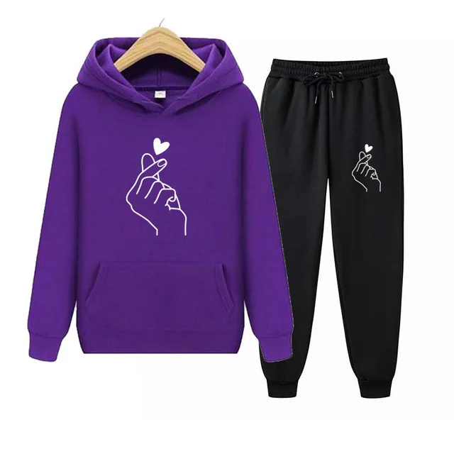 

Fashion 2-piece set autumn/winter pullover hoodie+trousers sports suit women's sweatshirt sportswear suit men and women original