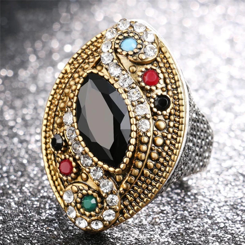 Богемные овальные винтажные большие кольца из смолы для женщин обручальное