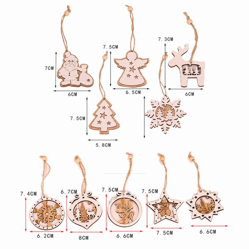 Рождественская елка украшения 2 шт Снежный Санта Клаус деревянные
