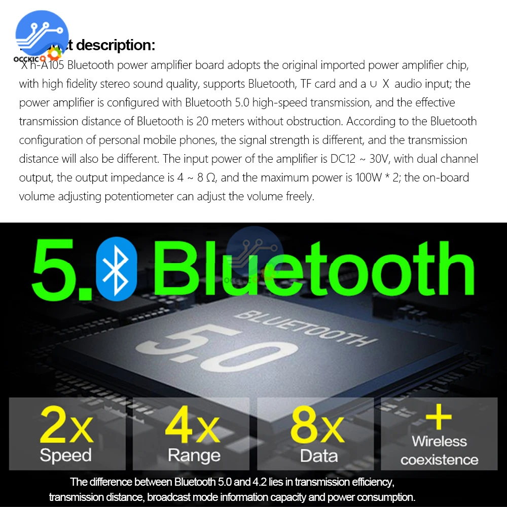 XH A105 Bluetooth 5 0 TDA7498 цифровой усилитель плата 2x100 Вт стерео аудио модуль поддержка tf