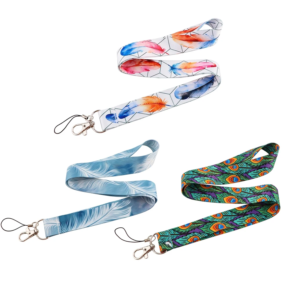 Шнурок JF0246 с красочными перьями для ключей веревка сотового телефона USB