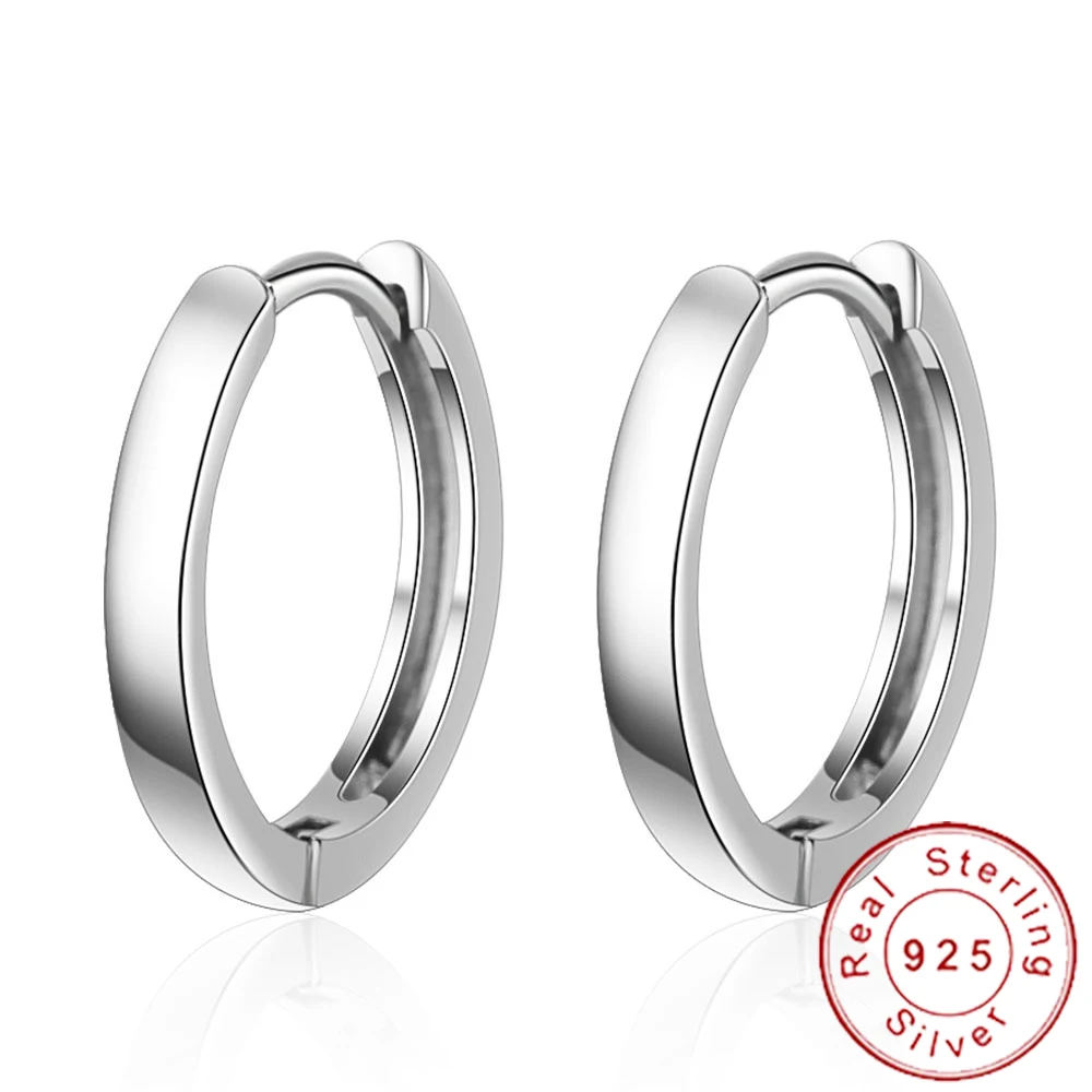 Минималистичные однотонные маленькие серьги-кольца из серебра 925 пробы