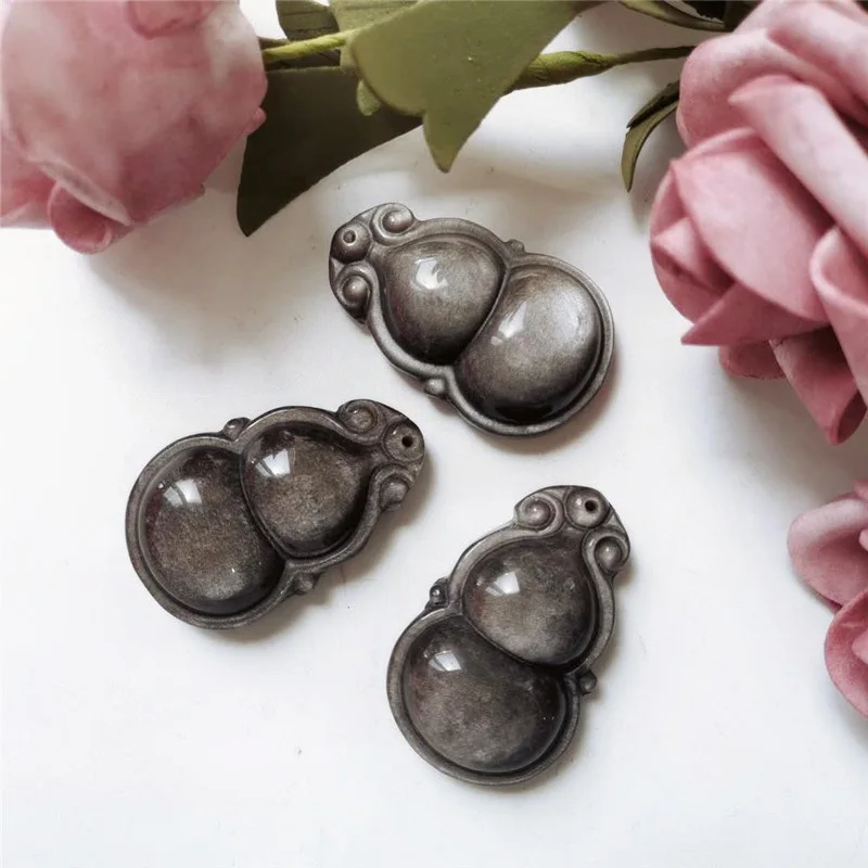 

Лидер продаж, подвеска из натурального серебра в виде тыквы из обсидиана, кварцевый кристалл, подвеска для продажи ZY