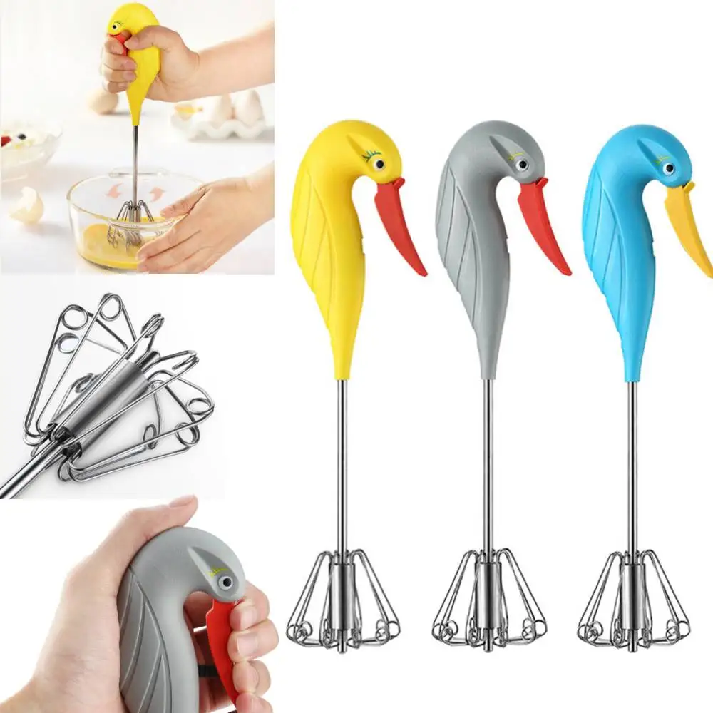 

Semi-automatic Egg Beater 430 Stainless Steel Egg Whisk Manual Hand Mixer Self Turning Egg Stirrer Kitchen Accessories Egg Tools