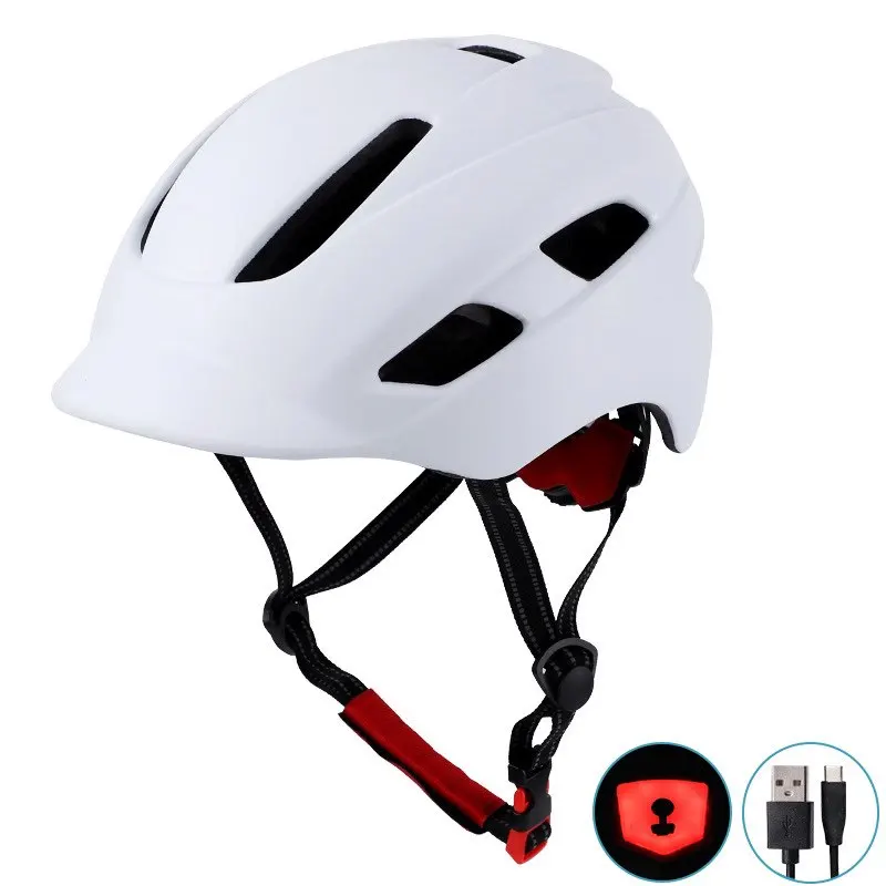 

LED Light USB Rechargeable Bicycle Helmet Ultralight Cover MTB Road Bike Helmet Integrally-Mold Cycling Helmet Safely Cap