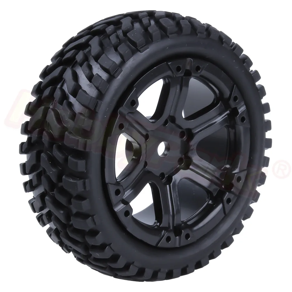 4PCS 76mm Tires & 7 Spokes Wheels Rims Set Foam Inserts 12mm Hex Hub With M4 Lock Nuts For RC 1:10th Scale Rally Racing Car | Игрушки и