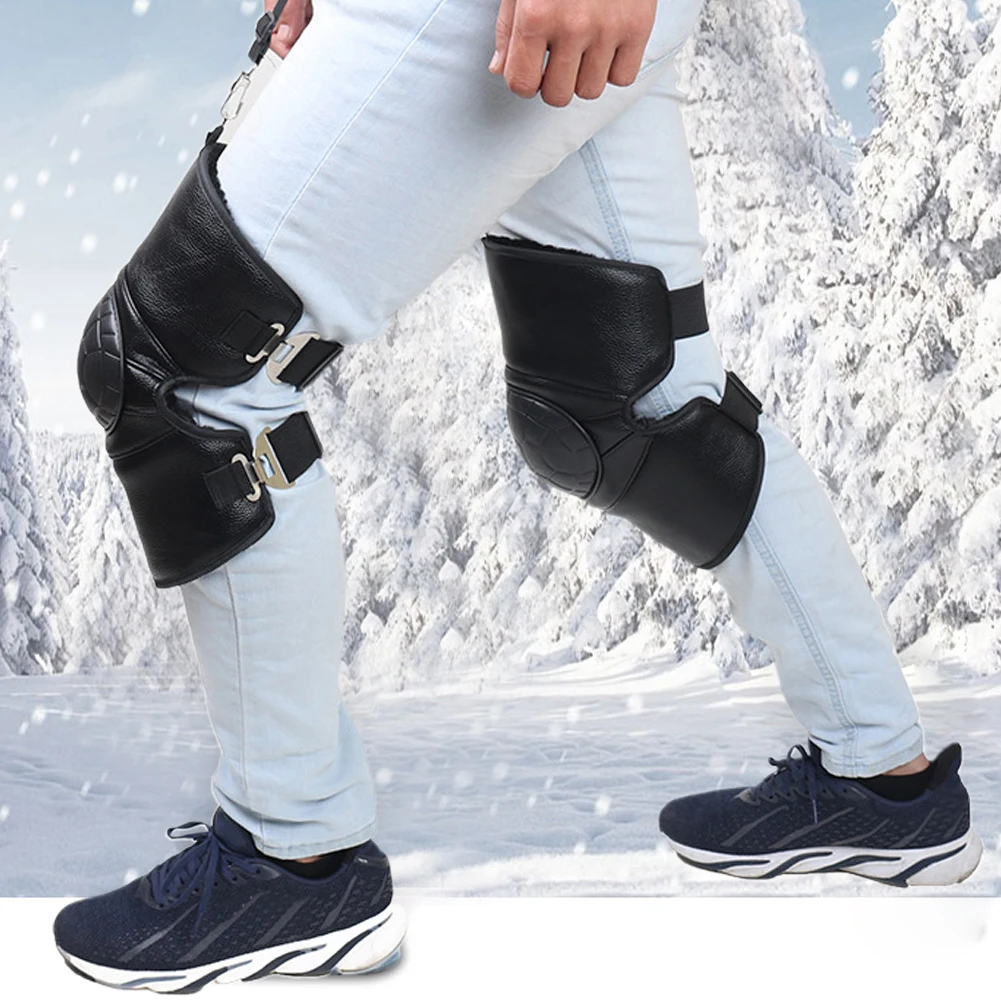 

1 Pair Safety Thickened Motorcycle PU Leather Kneecap Warm Riding Adults Windproof Protective Adjustable Guard Waterproof