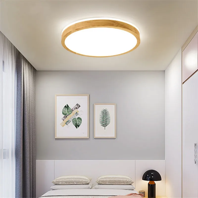 Потолочный светильник из массива дерева ультратонкий в нордическом стиле для
