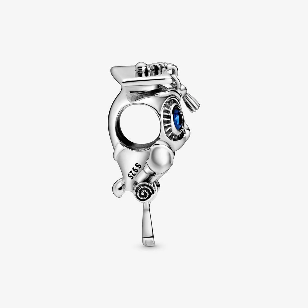 

Owl Graduation Cap Charm 925 Sterling Silver Fits Pandora Charms Bracelets for Woman Girl Beads Gifts for Women and Necklace