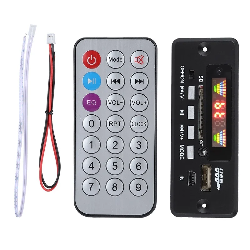 Черный 02EBT-DX Автомобильный Bluetooth 5,0 MP3-плеер для автомобиля, декодер громкой связи с пультом дистанционного управления, поддержка папок, дисплей - Цвет: Черный