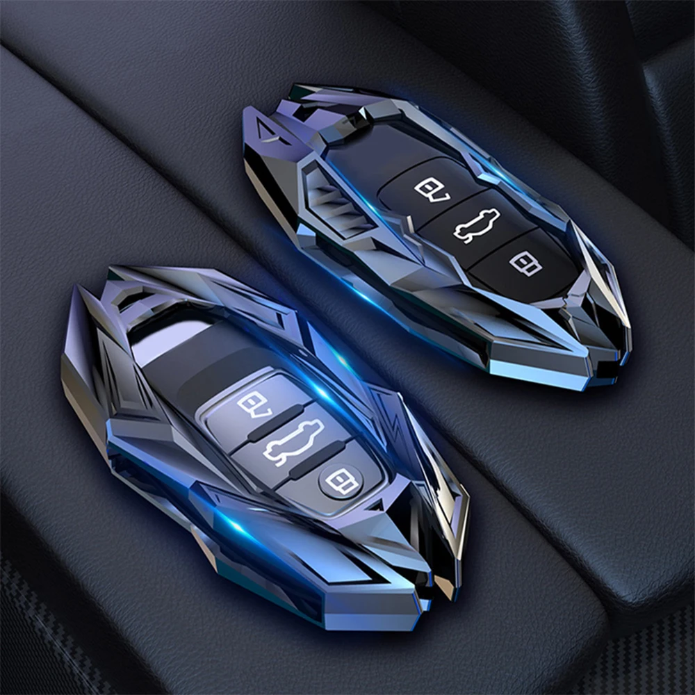 

Hard Zinc Alloy Car Key Case Cover Shell Fob Keychain Fit For Audi A6 A7 A8 Q8 E-tron C8 D5 A8L A6L 2018 2019 Car Accessories