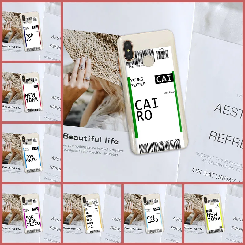 Задняя крышка для Xiaomi MI A1 A2 LITE 8 SE силиконовый чехол путешествий с билетом на