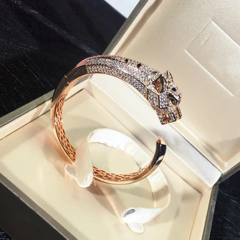 Брендовые модные ювелирные изделия из меди для Женщин Пантера Браслет Золотые