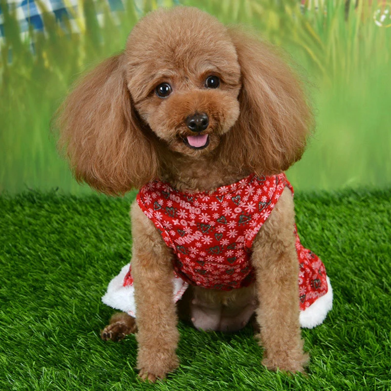 Рождественский костюм для собак и девочек платье теплая флисовая юбка щенков