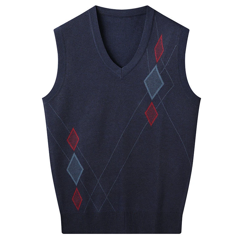 

Spring And Autumn Sweater Men Plaid Vest Sleeveless V-neck Thin Pullovers