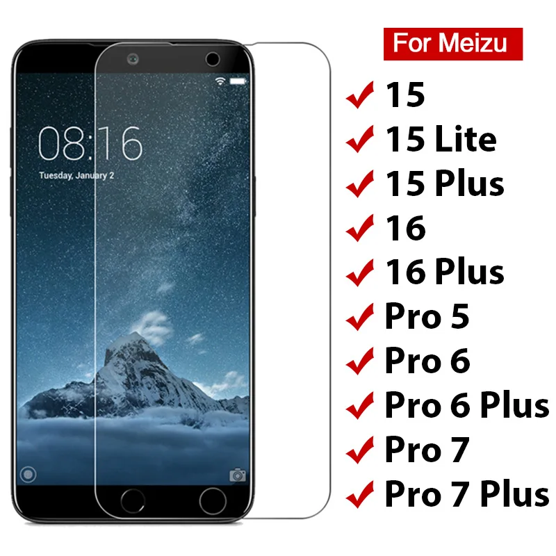 2 шт. 9H HD закаленное стекло для защиты экрана Meizu Pro 7 6 Plus 5 защитное на 16 15 Lite