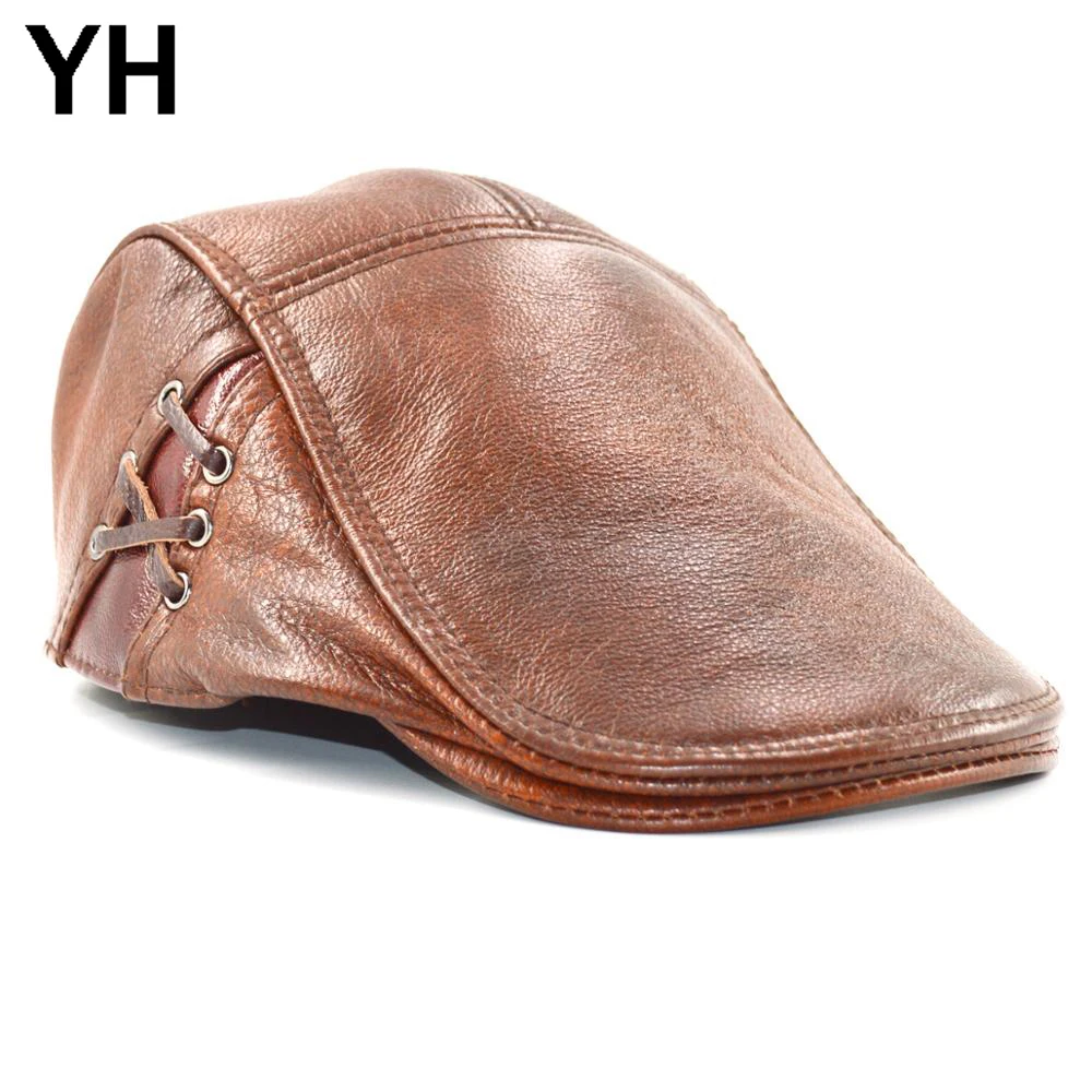 Бейсболка мужская из натуральной кожи брендовая Кепка воловьей повседневная