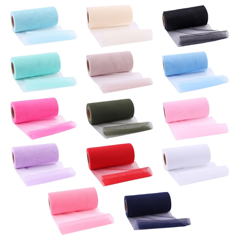 

25Yards 15cm Unpatterned Tulle Roll DIY Table Skirt Colorful Tulle Roll DIY Bows Wedding Decoration Engagement Party
