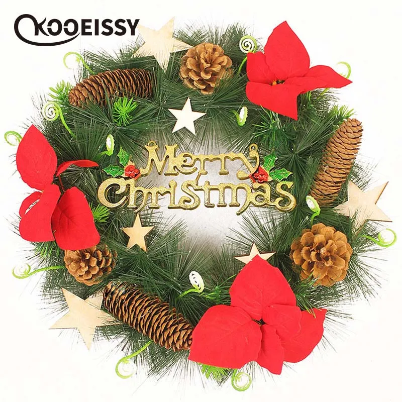 40 см Снеговик Рождественский олень венок из ротанга тканевый художественный