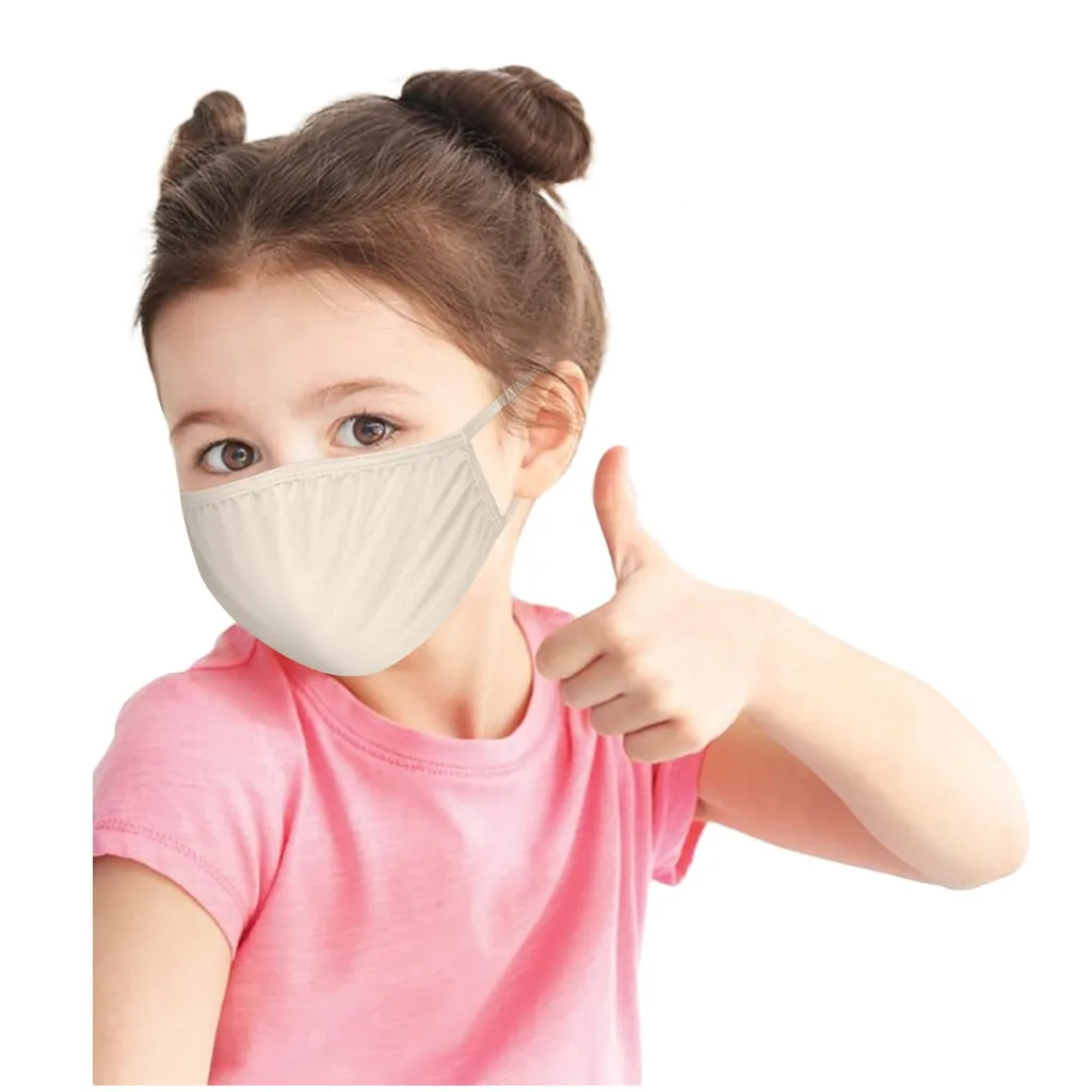 Детская однотонная сменная многоразовая дышащая Защитная хлопковая маска для